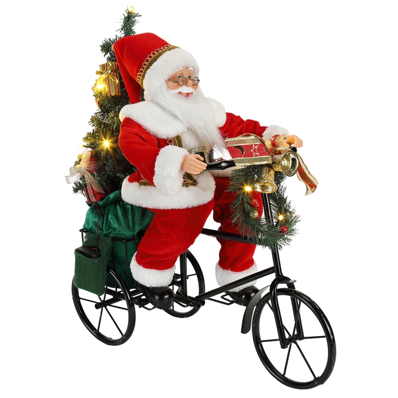 45cm Santa Claus Sitting on Tricycle Lighting Crăciun Decorațiuni Figurină Colecția Fabric de vacanță Festivalul personalizat