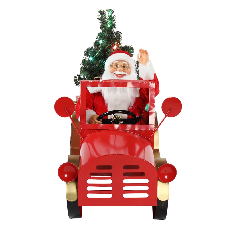 160cm animat muzical Santa Claus așezat pe camion Crăciun Ornaments Colecție Decorare de vacanță Figurină Adaptor AC