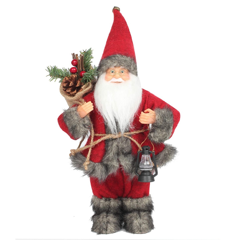 14INCH Standy Red Santa Claus ornament Decorare Figurina cu lampă de ulei și conul de pin în Bag Festivalul de vacanță Crăciun