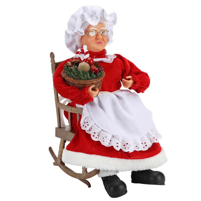 45cm animat Santa Femei ședinței pe scaun Muzica electrică Mutare de Crăciun decorare Figurină Doll Fabric Festival de vacanță
