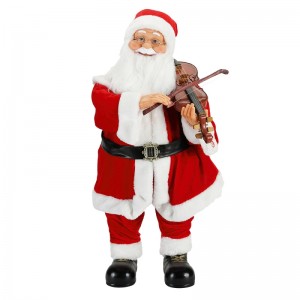80cm animat animat de iluminat de iluminat muzical Santa Claus cu decorare ornament de vioară Colecția de figurine de vacanță tradiționale