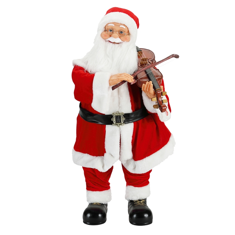 80cm animat animat de iluminat de iluminat muzical Santa Claus cu decorare ornament de vioară Colecția de figurine de vacanță tradiționale