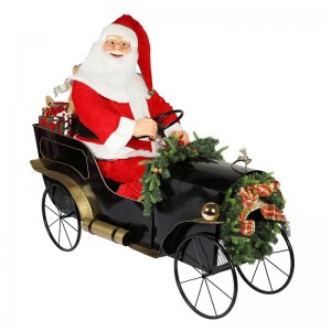 150cm Sleigh Sleigh Santa Claus cu ornament de iluminat Crăciun decor Colecția tradițională de vacanță