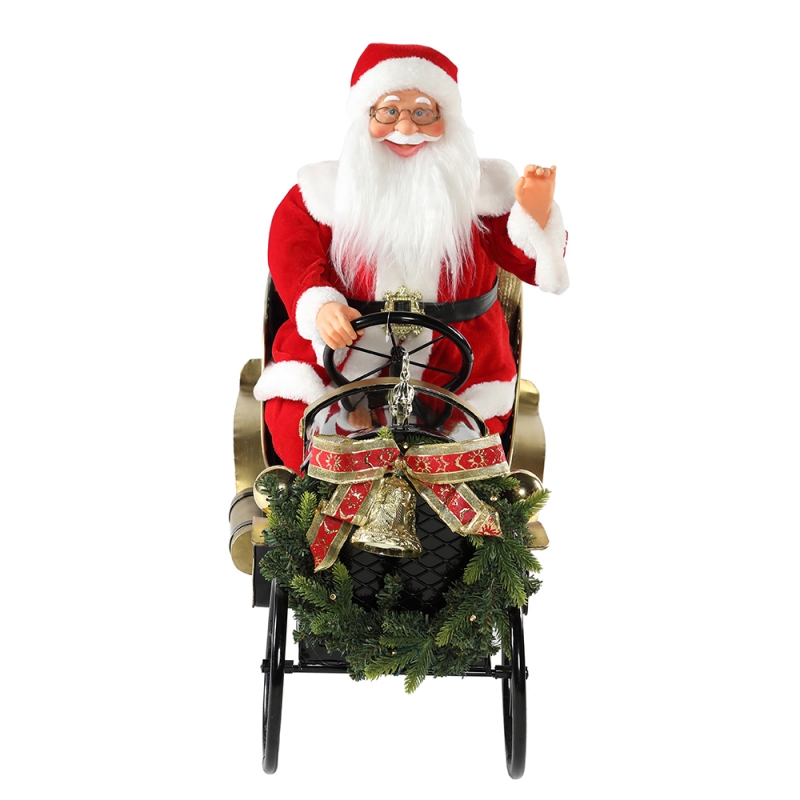 80cm mașină animată de Crăciun Santa Claus cu iluminat ornament muzical decorare de vacanță figurine colecție tradiționale Xmas