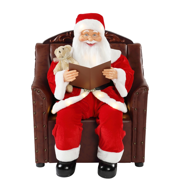 80 cm canapea Santa Claus cu ornament muzical de iluminat Crăciun decor de vacanță figurine colecție tradiționale Crăciun